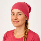 Haube Damen/Herren himbeere, Merinowolle & Seide (bio/GOTS)