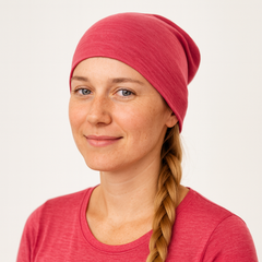 Haube Damen/Herren himbeere, Merinowolle & Seide (bio/GOTS)