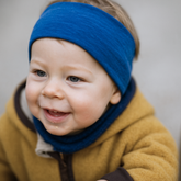 Stirnband royal blau, Merinowolle & Seide (bio/GOTS)