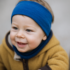 Headband royal blue, merino wool & silk (organic/GOTS)