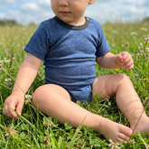 Body royal blau kurzarm, Merinowolle & Seide (bio/GOTS)