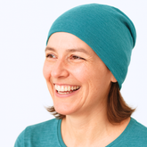 Hood women/men emerald, merino wool & silk (organic/GOTS)