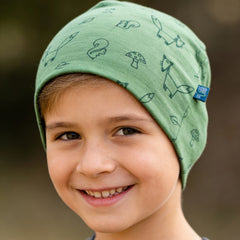 Hood | Merino wool & silk (organic / GOTS) - forest green fox