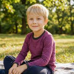 Shirt zwetschke uni, Merinowolle & Seide (bio/GOTS)