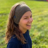 Stirnband muskat braun, Merinowolle & Seide (bio/GOTS)