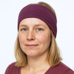 Headband plum, merino wool & silk (organic/GOTS)