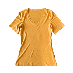 Damen T-Shirt sonnengelb, Merinowolle & Seide (bio/GOTS)