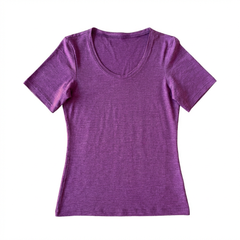 Damen T-Shirt zwetschke, Merinowolle & Seide (bio/GOTS)