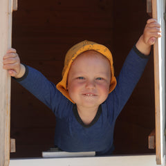 Sommerkappe sonnengelb Fuchs, Merinowolle & Seide (bio/GOTS)