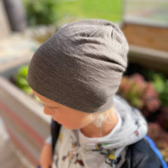 Haube muskat braun, Merinowolle & Seide (bio/GOTS)