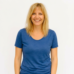 Women's T-shirt royal blue, merino wool & silk (organic/GOTS)