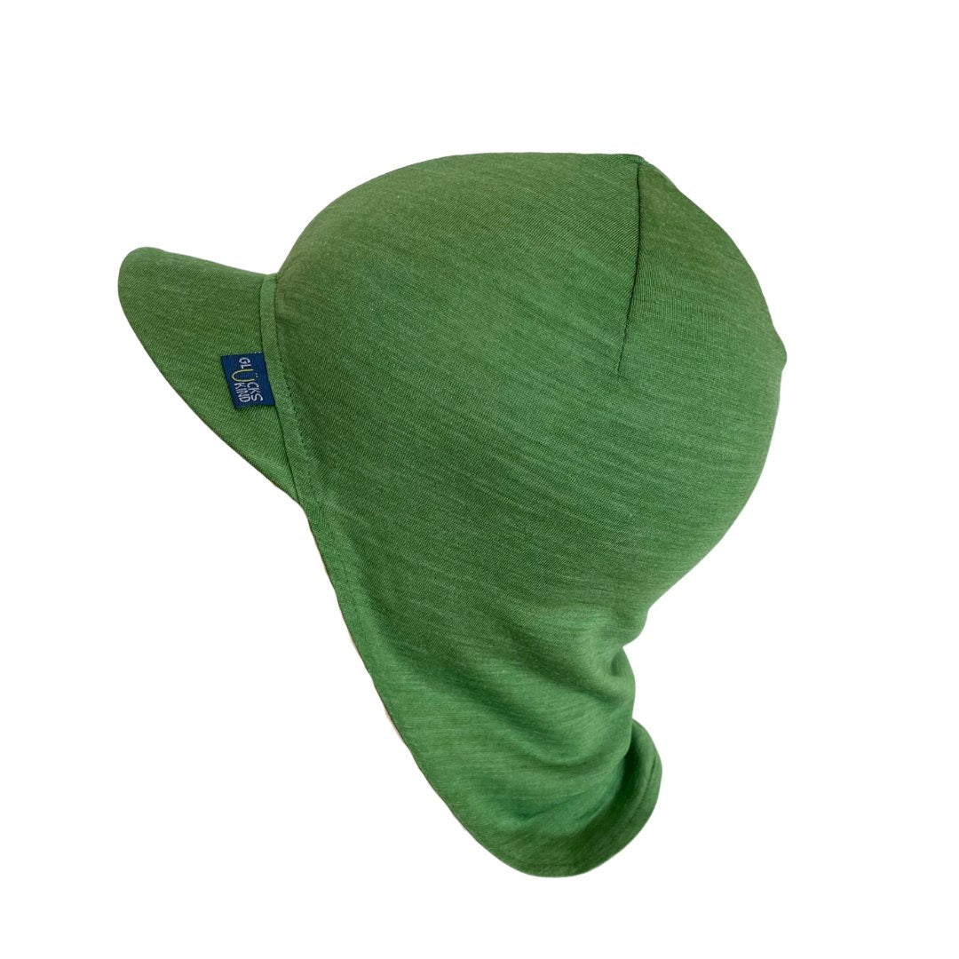 Sommerkappe waldgrün uni, Merinowolle & Seide (bio/GOTS) - Glückskind - Sommerkappe - S (bis 41cm KU)