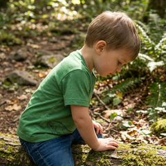T-shirt forest green with salamander, merino wool & silk (organic/GOTS)