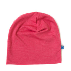 Haube Damen/Herren himbeere, Merinowolle & Seide (bio/GOTS) - Glückskind - Haube - L (bis KU 58cm)