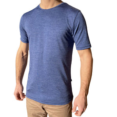 T-Shirt Herren royal blau, Merinowolle & Seide - Glückskind - T-Shirt - L