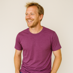 T-Shirt Herren zwetschke, Merinowolle & Seide (bio/GOTS)