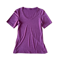 Damen T-Shirt zwetschke, Merinowolle & Seide (bio/GOTS)