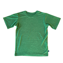 T-Shirt Kinder waldgrün, Merinowolle & Seide (bio/GOTS)