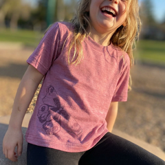 T-Shirt rosé mit Schmetterling, Merinowolle & Seide (bio/GOTS)