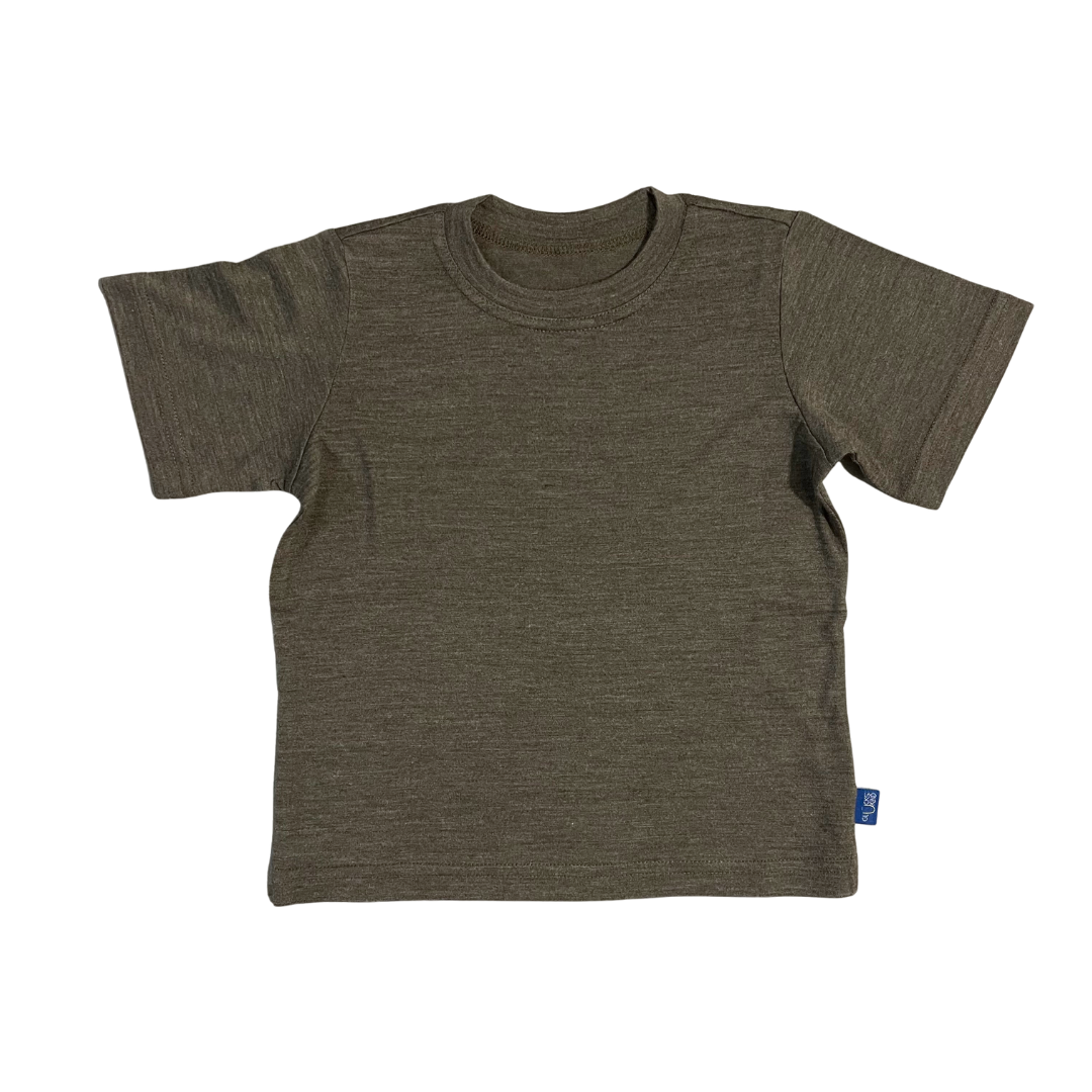 T-Shirt Kinder muskat braun, Merinowolle & Seide (bio/GOTS)