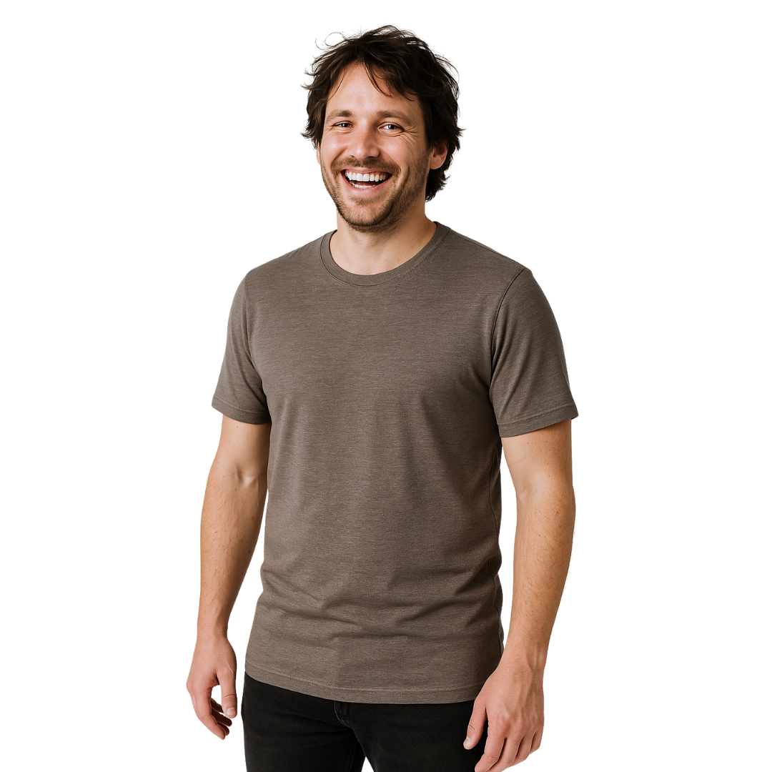 T-Shirt Herren muskat braun Merinowolle & Seide