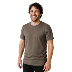 T-Shirt Herren muskat braun Merinowolle & Seide