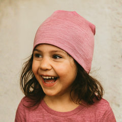 Haube rose, Merinowolle & Seide (bio/GOTS)