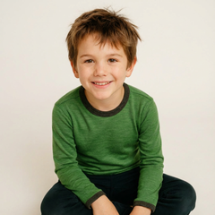 Shirt forest green salamander, merino wool &amp; silk (organic/GOTS)