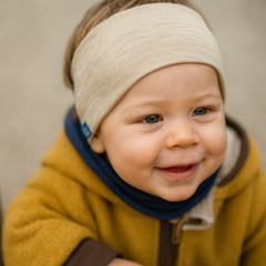 Stirnband sand, Merinowolle & Seide (bio/GOTS)