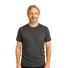 T-Shirt Herren anthrazit, Merinowolle & Tencel (bio, bluesign)