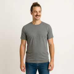 T-shirt men's rock grey, merino wool &amp; silk (organic/GOTS)