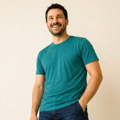T-Shirt Herren smaragd, Merinowolle & Seide (bio/GOTS)