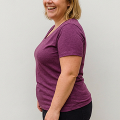 Damen T-Shirt zwetschke, Merinowolle & Seide (bio/GOTS)