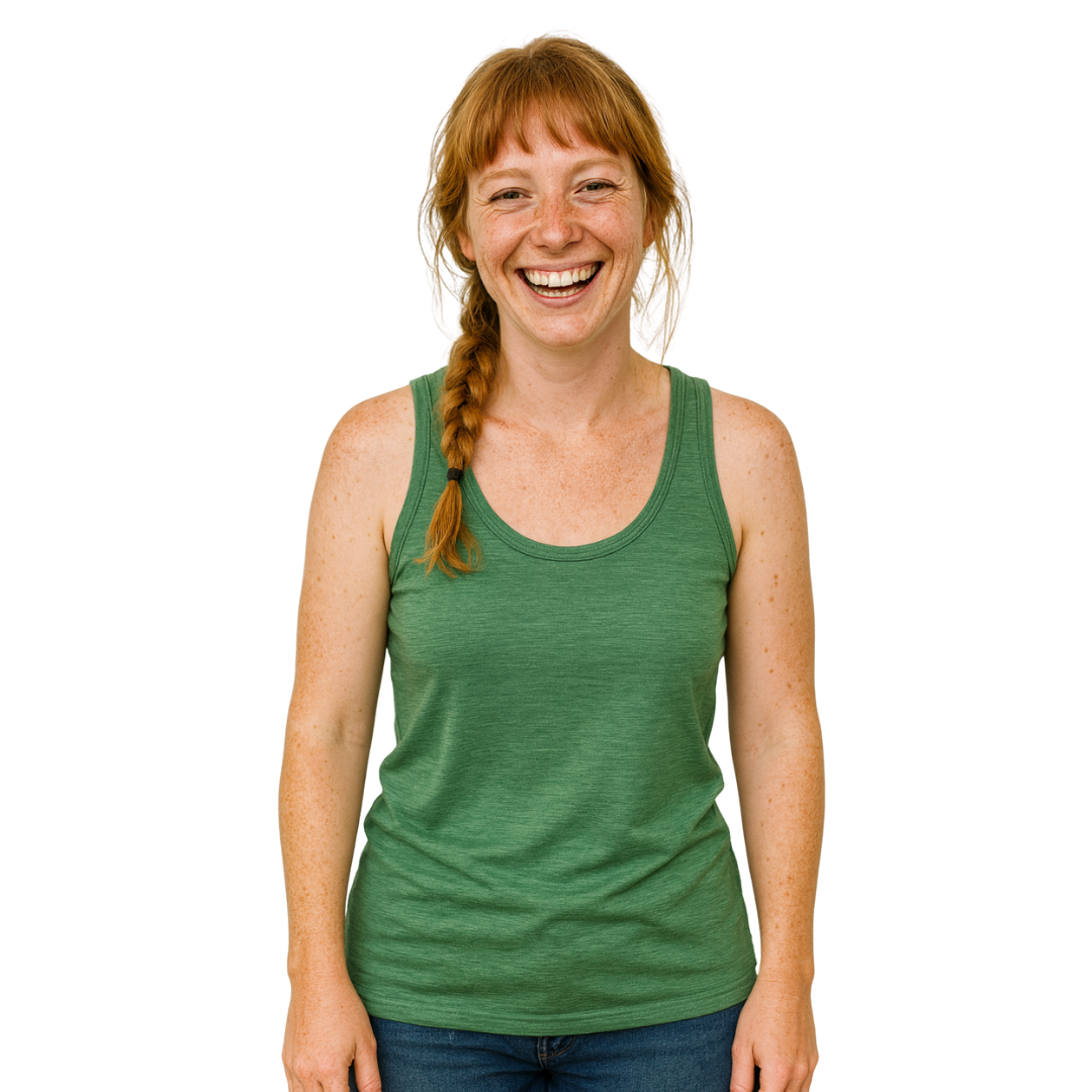 Damen Tank Top waldgrün, Merinowolle & Seide (bio/GOTS)