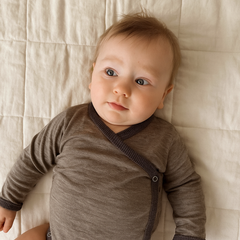 Wickelbody muskat braun, Merinowolle & Seide (bio/GOTS)