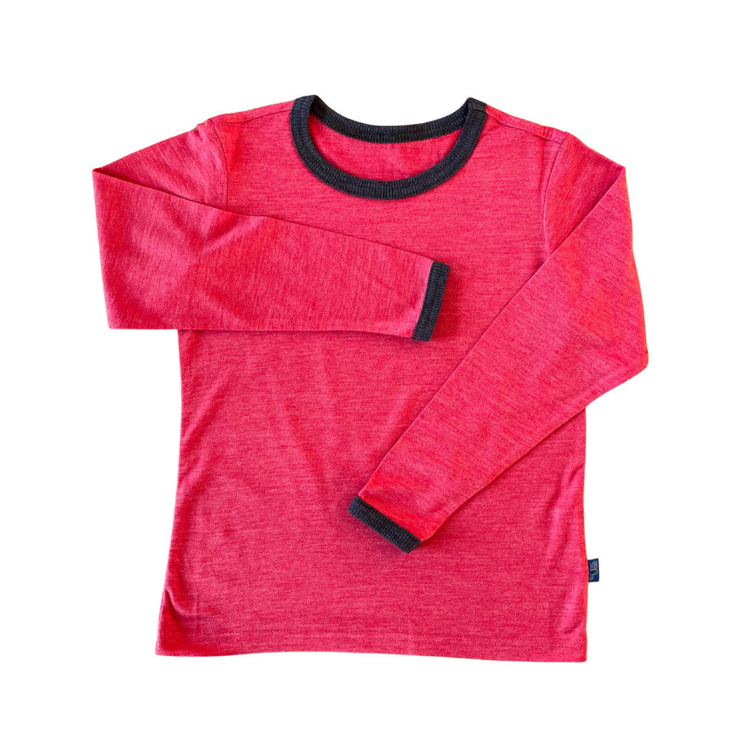 Shirt himbeere uni, Merinowolle & Seide (bio/GOTS)