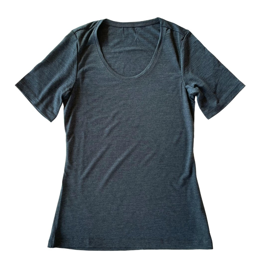Damen T-Shirt anthrazit, Merinowolle & Tencel (bio/Bluesign) - Glückskind - T-Shirt - S