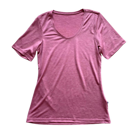 Damen T-Shirt rosé, Merinowolle & Seide (bio/GOTS) - Glückskind - T-Shirt - S