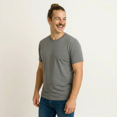 T-shirt men's rock grey, merino wool &amp; silk (organic/GOTS)