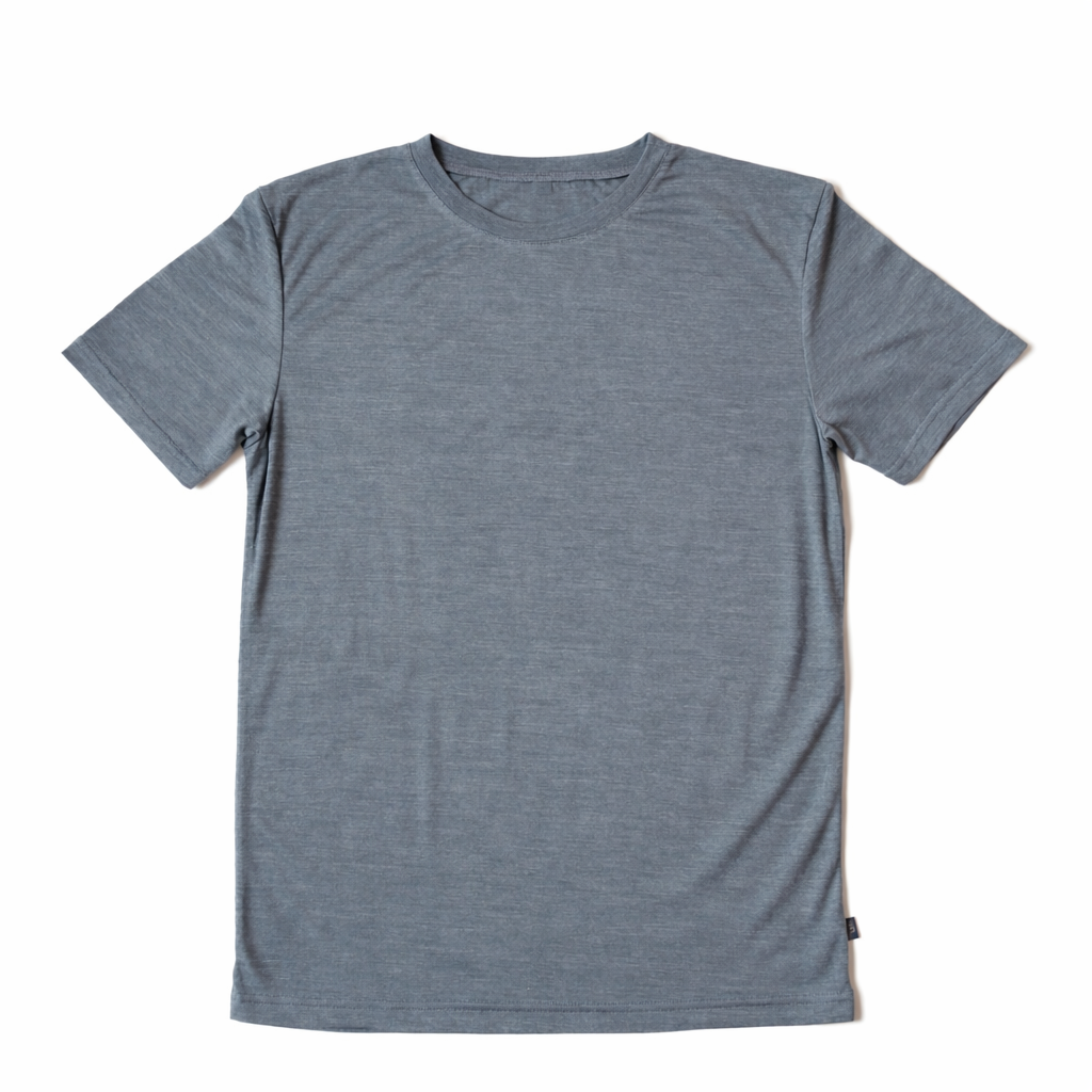 T-Shirt Herren fels grau, Merinowolle & Seide (bio/GOTS)