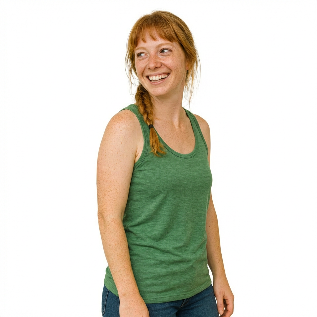 Damen Tank Top waldgrün, Merinowolle & Seide (bio/GOTS)