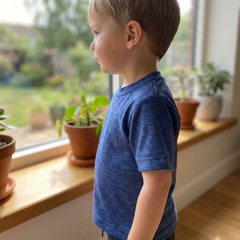 T-Shirt Kinder royal blau, Merinowolle & Seide (bio/GOTS)