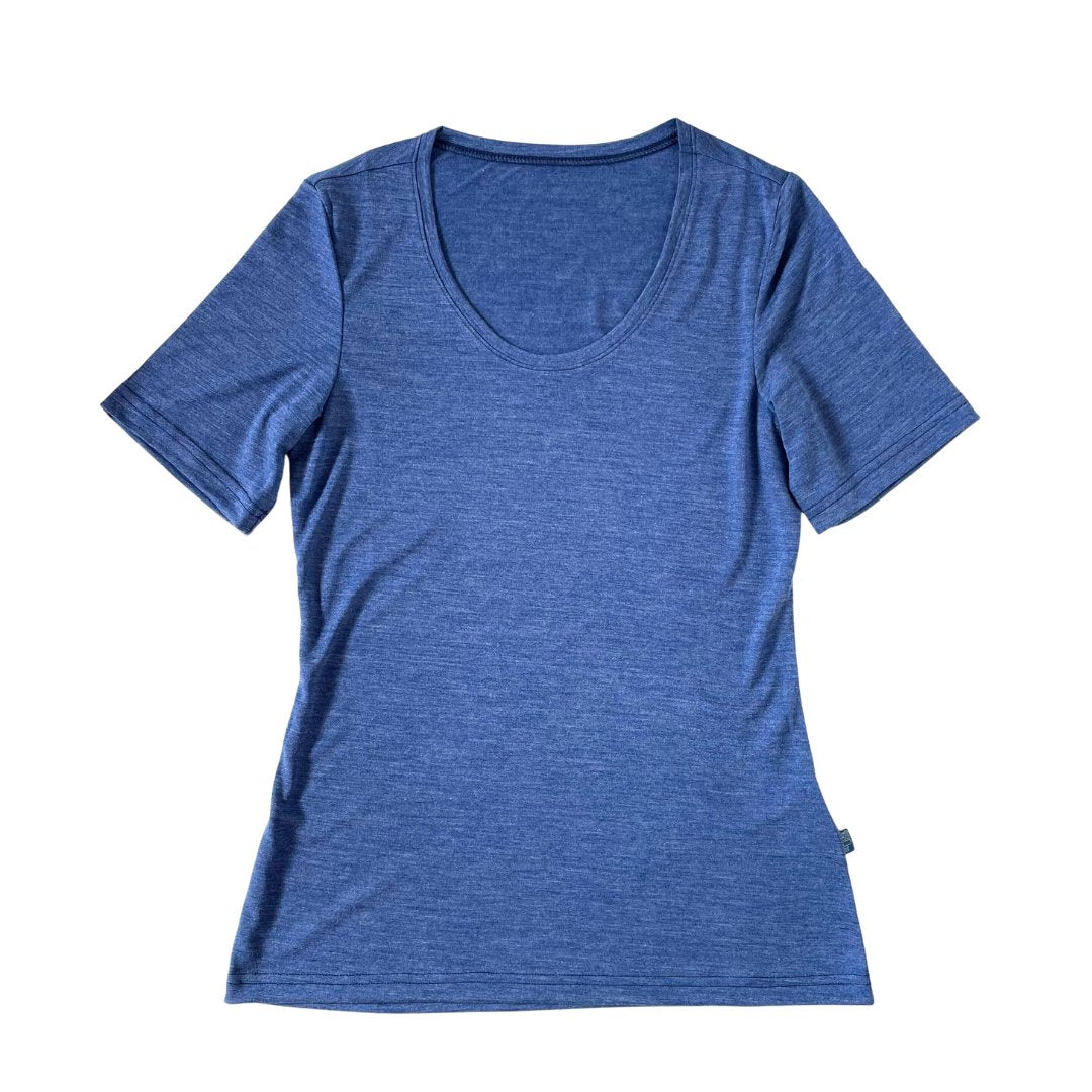 Damen T-Shirt royal blau, Merinowolle & Seide (bio/GOTS) - Glückskind - T-Shirt - S