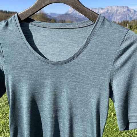 Damen T-Shirt schiefer, Merinowolle & Tencel (bio/Bluesign) - Glückskind - T-Shirt - S