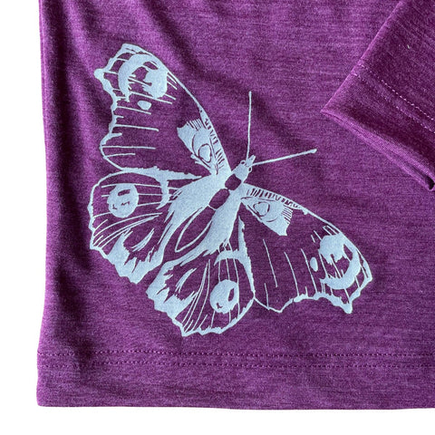 Shirt zwetschke Schmetterling, Merinowolle & Seide (bio/GOTS) - Glückskind - Shirt - 110-116