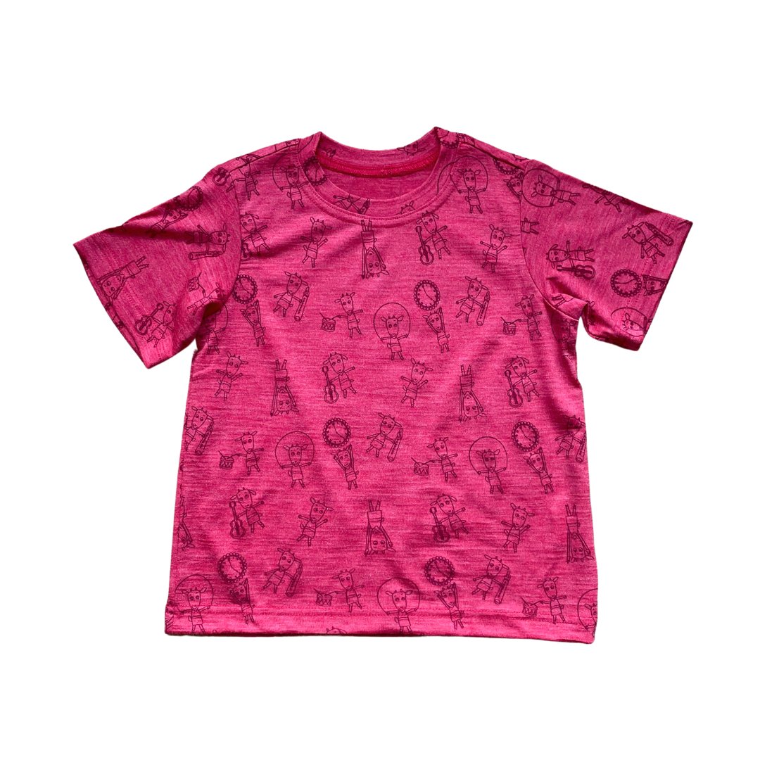 T-Shirt himbeere mit Geißlein-Print, Merinowolle & Seide (bio/GOTS) - Glückskind - T-Shirt - 86-92