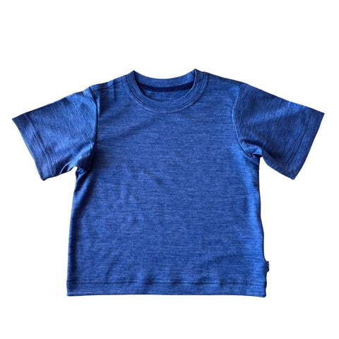 T-Shirt Kinder royal blau, Merinowolle & Seide (bio/GOTS) - Glückskind - T-Shirt - 86-92