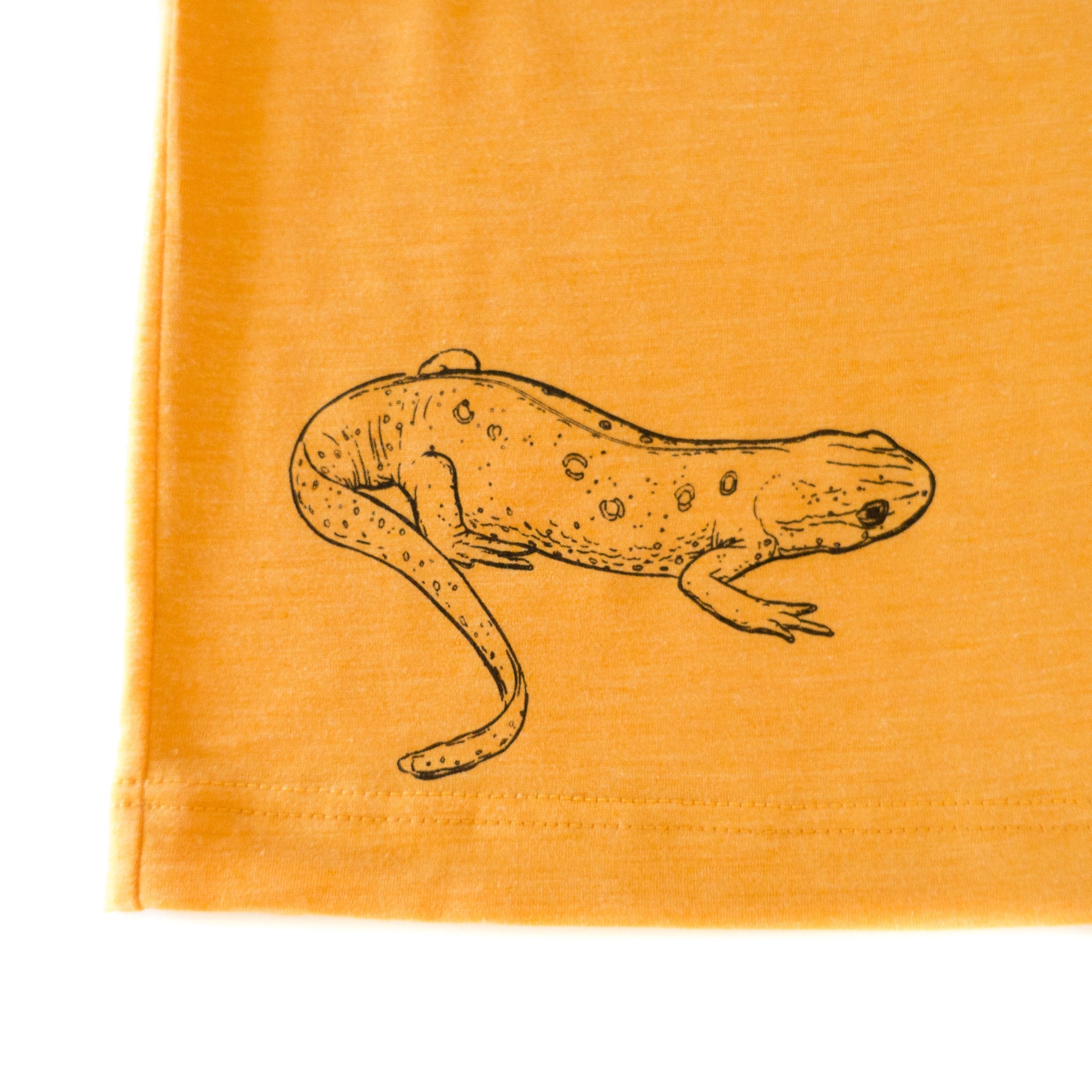 T-Shirt sonnengelb mit Salamander, Merinowolle & Seide (bio/GOTS) - Glückskind - T-Shirt - 86-92